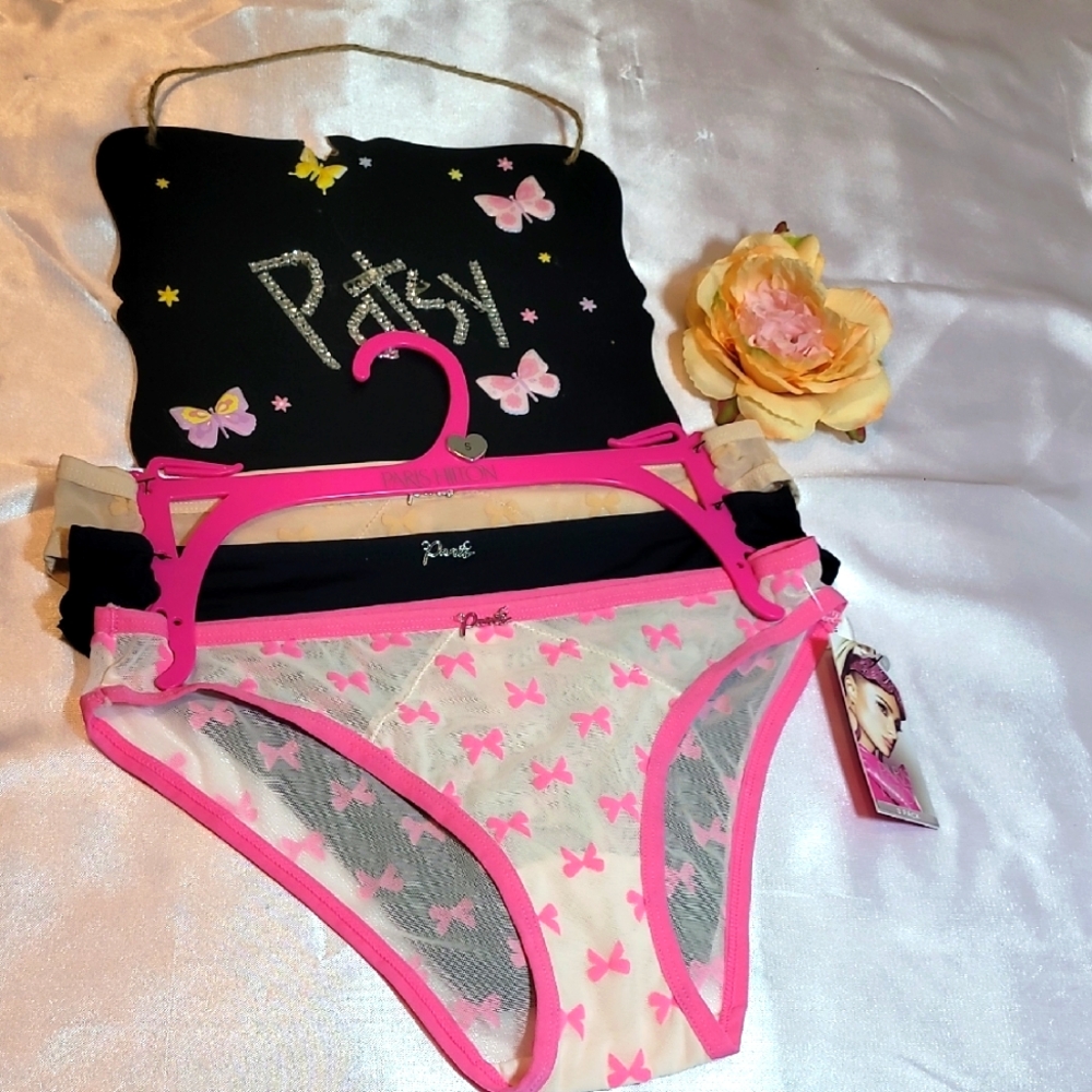 1931 Paris Hilton Everyday Sliving Pink and Black Butterfly Print Panties NWT